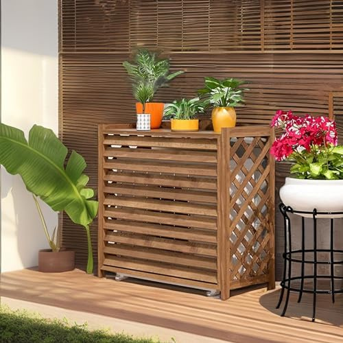 MMleYN Madera Maciza Al Aire Libre Cubierta De Aire Acondicionado Para Valla Pantallas De Privacidad Cubierta De Aire Acondicionado De Madera Maciza Para Ocultar El Aire Acondicionado (Size : S)