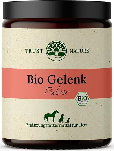 Trust Nature | Poudre articulaire bio pour chiens | Griffe du diable bio, levure bio, gingembre bio, curcuma bio, acérola bio, ortie bio, prêle des champs biologiques, coquilles d'œufs biologiques |