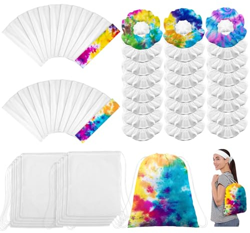 Abbylike 72 Pcs Tie Dye Kit Cotton Drawstring Bags Scrunchies