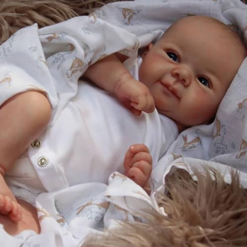 Lonian Reborn-bebisdocka, 48 cm, naturtrogen, nyfödddocka, för barn från 3 år (bruna ögon)