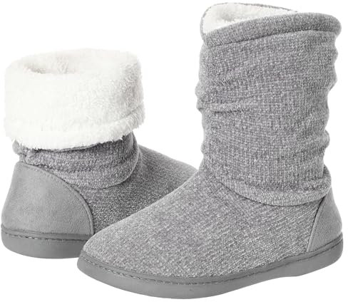 AIREE FAIREE Zapatillas Casa Mujer Pantuflas Mujer Invierno Casa Con Bordes Del Tejido de Punto