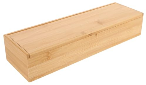 Amosfun Bamboo Chopstick Box 12 Inch Kitchen Utensil Organizer Silverware Storage Case for Home and Restaurant Drawer