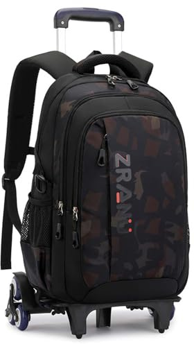 Yumenam Schulrucksack Jungen Rucksack mit Rollen Kindergepäck Abnehmbare Trolley Schultasche Hohe Kapazität für Grundschüler mit 6 Rädern, Lässige Daypack Schultrolley Ideal für Schule und Reise