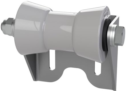 Rouleau de quille en polyuréthane avec Support U Aide à la Mise à l'eau des remorques de Bateaux galvanisé 130 mm, Gris