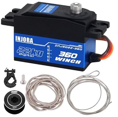 INJORA 22KG 360° Rotation Digital Servo 23T/25T Winch Spool for 1/10 RC