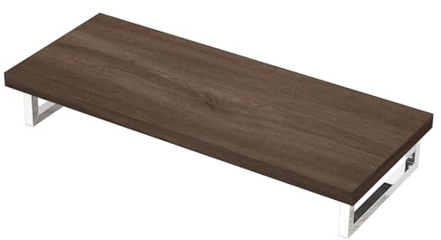 Mai & Mai Sobre Encimera de Madera Maciza para Lavabo Incl. Soporte de Acero Inoxidable, Estante de Pared para Baño Platte01, Roble, 50x120 cm