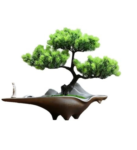 RUNZE765Z künstliche Pflanzen Simulation Grün Bonsai Kiefer Topfpflanze Dekorationen Kleine Ornamente Wohnzimmer Eingang Desktop Dekorationen Simulierte Kiefer