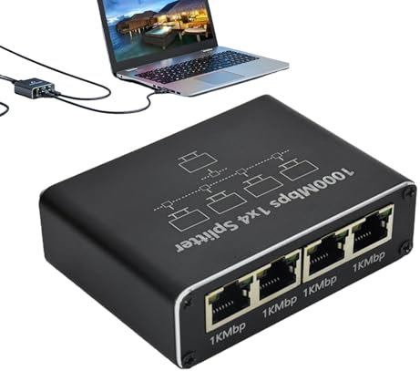 Sdoppiatore per cavo Ethernet ad alta velocità, sdoppiatore per cavo coassiale Gigabit | Sdoppiatore Ethernet da 1 a 4 | Splitter Internet RJ45 Ethernet 1000Mbps per TV