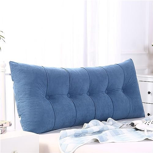 Bett-Kopfteil, Lesekissen für Einzel-, Doppel-, King-Size, Stützkissen, Rückenlehne für Sofa, Bett, Bürostuhl, 60 x 20 x 60 cm, Blau