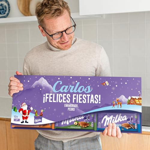 Personalised Giant Milka Chocolate Bar - XL Milka Chocolate Bar with Name and Message, 12 Delicious Chocolate Bars - Birthday & Anniversary