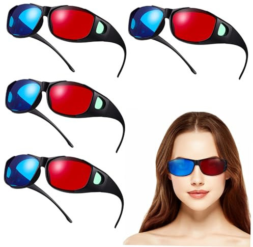jojofuny 5pièces Lunettes Anaglyphes Rouge Bleu Plastique Léger Pour Films Et Séries Polyvalentes Adaptées Large Public Sans Piles