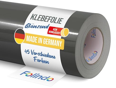 FOLINDO Möbelfolie selbstklebend Glanz Vinyl - langlebige Möbel Klebefolie 071 Grau 5 m x 63 cm - Klebefolie Küche - selbstklebende Folie Möbel - moderne Schrankfolie versch. Größen