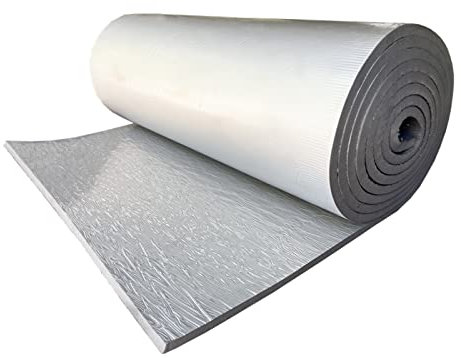 Aluminium-Luftpolsterfolie, isoliert, schalldicht, Baumwolle, hochtemperaturbeständig, feuerfest, Dach-Sonnenbrett, 5 mm (THK), 1 x 4 m (4 m²), selbstklebendes Isoliermaterial