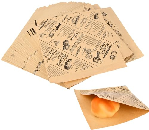 PTJJXA Papier Emballage Alimentaire, Sacs à Sandwich en Papier, 15x15 cm, 200 Pièces, Résistants à la Graisse et Imperméables, Impression Exquise, Pour Hamburger, Sandwichs, Frites, Burgers