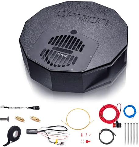 Option Subwoofer-Kit kompatibel mit Skoda Kodiaq (1. Generation, Baujahr 2017-2023) - kompatibel mit Canton Soundsystem ab Werk - Aktiver 25cm Reserverad-Subwoofer DRIVE10BRA