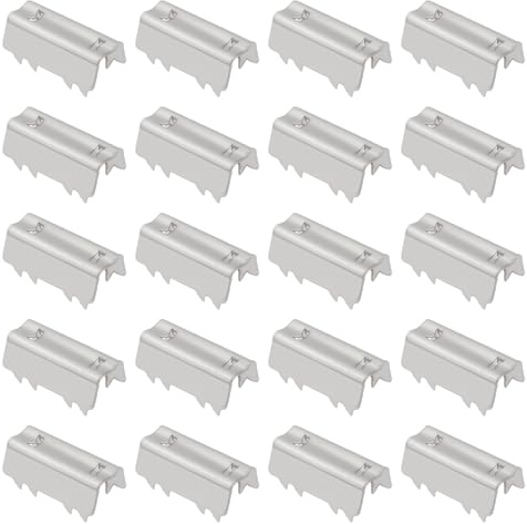 eMagTech Zahnriemenklemmen für 3D-Drucker, kompatibel mit GT2, offener Gürtelclip, 6,6 mm x 19,5 mm, Edelstahl-Verschlüsse, 3D-Drucker-Gürtelhalter, Silber, 100 Stück