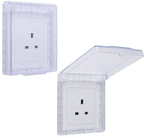 LUCTHY 2 Pcs Child Proof Light Switch Covers Guard, Wall Switch Protector | 2 clear switch covers. Home safety cover prevents accidental switching by babies & pets. Fits UK standard switches