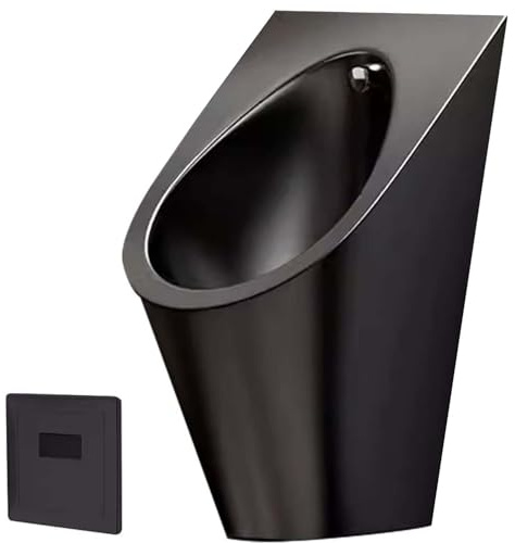 Urinario con sensor montado en la pared, urinario de acero inoxidable 304, urinario con descarga para hombre, urinario comercial para hombre y adultos, para baños, hoteles, tiendas,Black