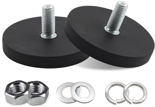 Magneti al neodimio gommati, diametro 88 mm, magneti, in gomma, portata 55 kg, con filettatura esterna M10, magnete, per strisce luminose, magneti rotondi in gomma, con filettatura