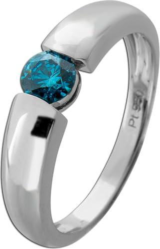 Ch.Abramowicz Solitärring Platin 950 blauer Diamant 0.50ct Spannring 19