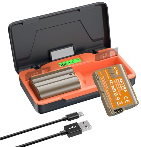 AKTTKA Batterie EN-EL15C 3000mAh (Lot de 2) – Kit Chargeur Rapide 20W avec Écran LCD & Rangement SD Compatible avec Nikon EN-EL15 et Z8 Z7 Z6 Z5 Z6II Z7II Z6III D7500 D7200 D750 D850 D880 D780 D7000