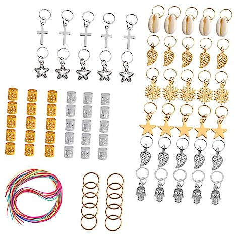 NIYANGLE 110 Piezas Anillos para Dreadlocks Juego Accesorios para Peinados Adornos Chic para Fiestas