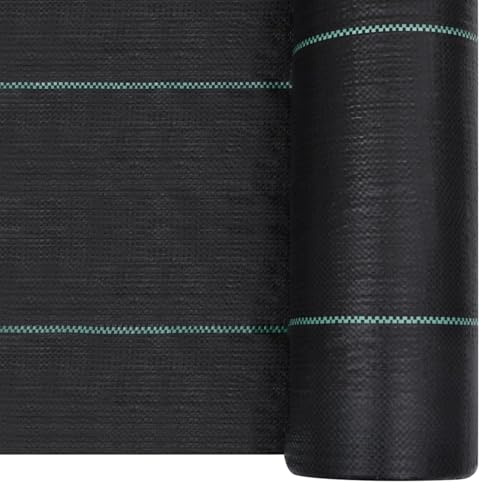 Homgoday Model313068 Non-tissé anti-mauvaises herbes en polypropylène noir 2 x 100 m, 60 g/m², avec bandes vertes