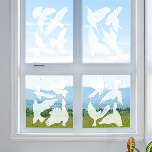 Barlone Fensteraufkleber Vogelschutz, 16 Stück Vogelaufkleber für Fensterscheiben, Fensterbilder Selbstklebend für Glasscheiben Verhindern Vogelschläge an Türen Und Fenstern Glas Dekor