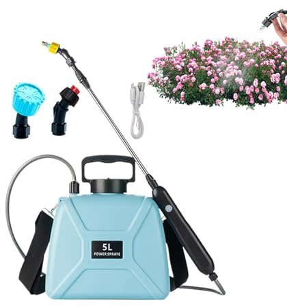 Rechargeable Garden Sprayer - 5L Electric Bottle, Multi Spray Tank -Nozzle | Sling Plant Watering Tool for Outdoor Cleaning, Watering