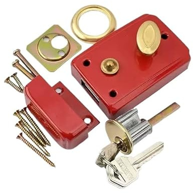 Serratura antifurto for porte esterne, serratura a testa di toro, porta del magazzino, in ferro, legno, antifurto, vecchio stile, linguetta singola