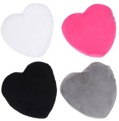 VICASKY 4 Stück Herzförmige Teiliges Puderquasten aus Reiner Baumwolle für Foundation und Losen Puder mit Praktischem Riemen für Natürliches Make Up und Einfache Anwendung