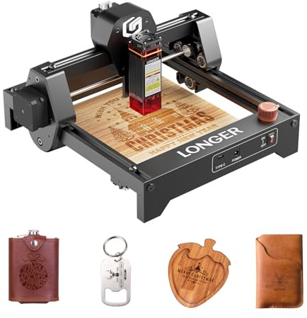 LONGER Ray5 Mini Lasergravierer, Kompakte CNC-Graviermaschine für DIY und Personalisierung, mit WLAN und Not-Aus-Funktion, 2.5W, für Holz, Metall, Acryl und Leder, Arbeitsbereich 140 × 130 mm