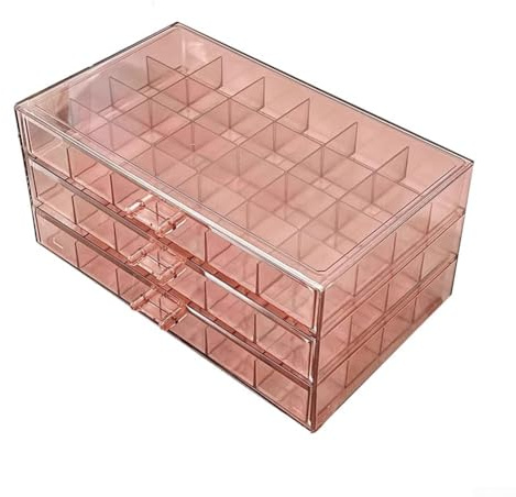 Boîte de rangement de bijoux de grande capacité en acrylique multicouche avec compartiments pour boucles d'oreilles, colliers, bagues et accessoires Système de tiroir (3ème étage violet)