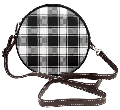 Buffalo Check Plaid Bianco Nero Stampa Crossbody Borse per le Donne Viaggio, Piccola Borsa in Pelle Borse a Tracolla per Donna