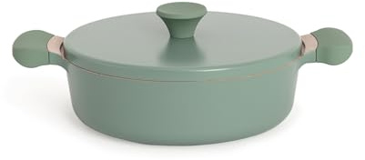 CREATE/POT STUDIO/Casserole en aluminium Ø26 cm avec revêtement céramique Vert Sauge/Antiadhésive, design rétro, compatible avec tous types de cuisinières, résistante et durable, sans PFOA
