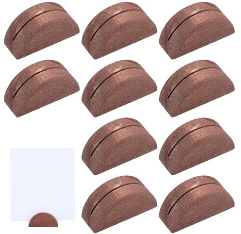 Elegaperma 10 Pcs Wooden Place Card Holders,Natural Brown Finish