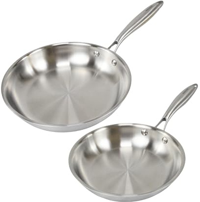 Fackelmann Vita3 Set de Sartenes, incluye Sartén 20 cm y Sartén 24 cm, Acero Inoxidable Triply sin Antiadherente, Libre de PFA, Aptas para Inducción y todo tipo de Cocinas, Aptas para Lavavajillas