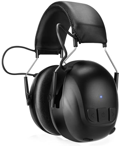 Kalence Bluetooth 5.4 Ear Defenders with 120 Hours Playtime, Rechargeable Wireless Hearing Protection Safety Earmuffs for Mowing, Workshops, Construction, Snowblowing, Matte Black