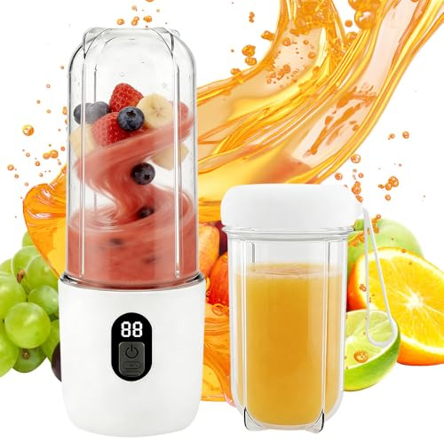Mineup Blender Portable, 500ML Mixeur Portable, Presse-Agrumes ÉLectrique Portabl Avec Affichage NuméRique, Rechargeable Mini Blender Smoothie Avec 16 Lames Pour Shakes, Fruits, Bureau, Voyage