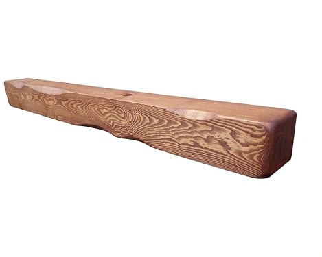 Redwood Pine Beam Mantle Piece Fireplace Shelf - 4 x 4 - Rustic Edge - Wax Finish (Light Oak Beeswax, 130cm)