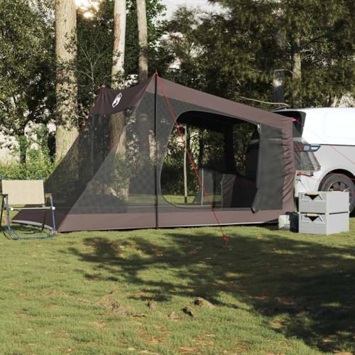 Biltält brunt 2 personer vattentätt campingtält med PU-beläggning 356 x 206 x 205 cm lätt tält med e-anslutning och bärväska för utomhus camping och festivaler