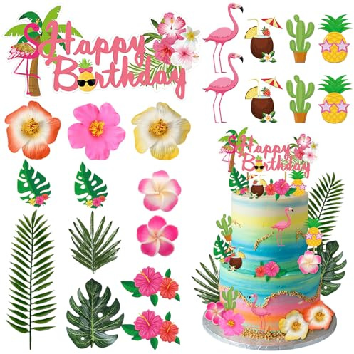 Cupcake Deko Hawaii, Geburtstag Cupcake Topper Hawaiian, Sommerliche Kuchendekoration, Kuchendekoration Tropische, Sommer Cake Topper, Happy Birthday Tortendeko, Tortenaufleger