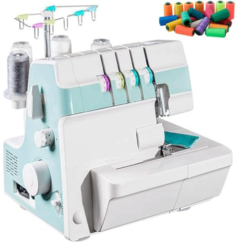 Robuste Overlock-Nähmaschine, Coverstitch Overstitch Overlock Overstitch Overstitch Serger with 2-3-4 Stitch Capability, Adjustable Gauge,