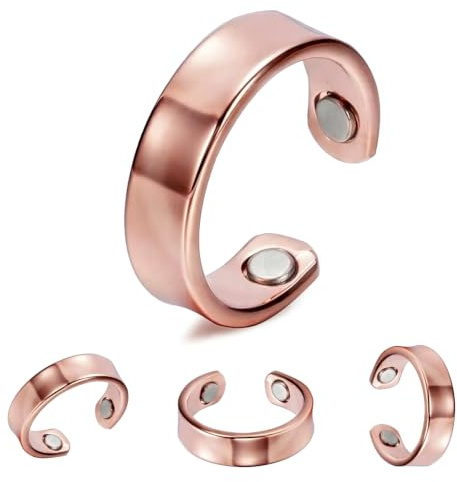 Onperpoe Magnetisk ring dam, vital ring klimakteriet, kopparring träningsring, snygga magnetiska smycken, ringar med presentask, stödjande tumring för stress, trötthet