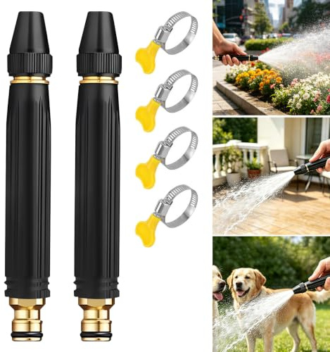 Embout de buse d'arrosage haute pression | Accessoire de pulvérisation réglable à main résistant | Buse haute pression pour tuyau de jardin | pour pelouse, cour, arrosage et Lavage(2PC)