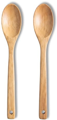 YEMVAR 2x Cucchiaio da cucina, Cucchiai da Cucina in Legno di Faggio, Set Utensili per mescolare e preparare sughi, salse, risotti, 30,5 cm Design in un Unico Pezzo, Accessori Antigraffio