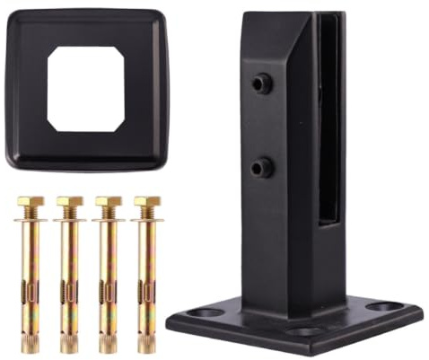 LALAFINA Pince à Verre en Acier Inoxydable 304, Support en Verre Noir avec Couvercle et Vis, pour Escaliers et Garde-corps