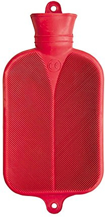 Sänger Wärmflasche 2 Liter, Wärmeflasche Bettflasche Wärmekissen, Halblamelle, rot