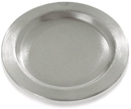 Kerzenteller, Dekoteller Messing vernickelt Silber matt satiniert, Innen Ø 8 cm, Außen Ø 11 cm für Kerzen