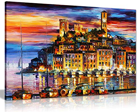Leonid Afremov Ölgemälde auf Leinwand, abstrakt, für Wohnzimmer, Heimdekoration, Cannes France, 76x51 cm (30x20in)